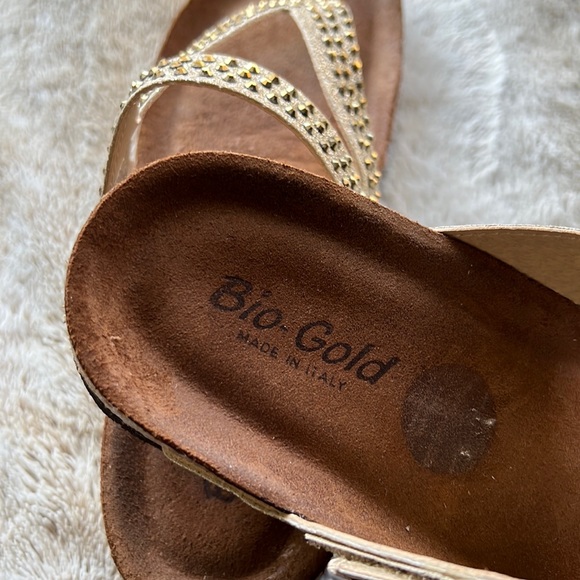 BioGold Shoes Biogold Sandals With Gold Glitter Stone Accents